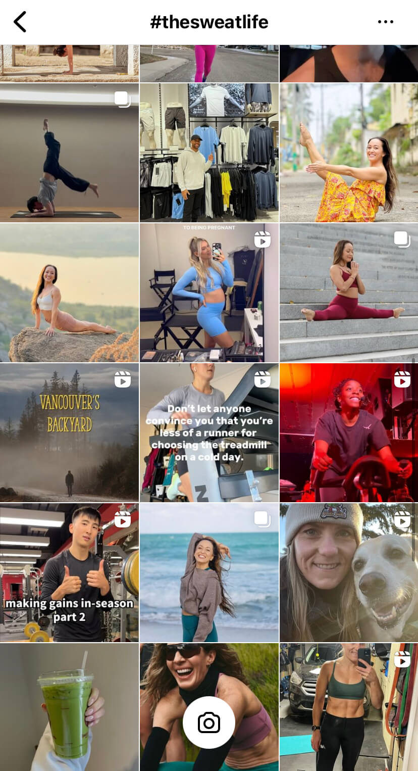 Lululemon hashtag #thesweatlife