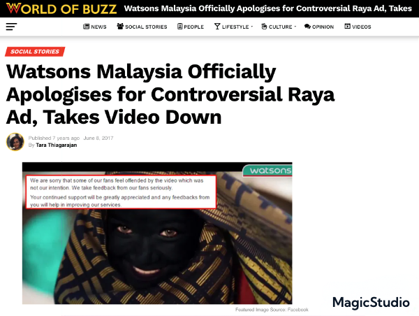 Watson Malaysia's controversial Hari Raya ad