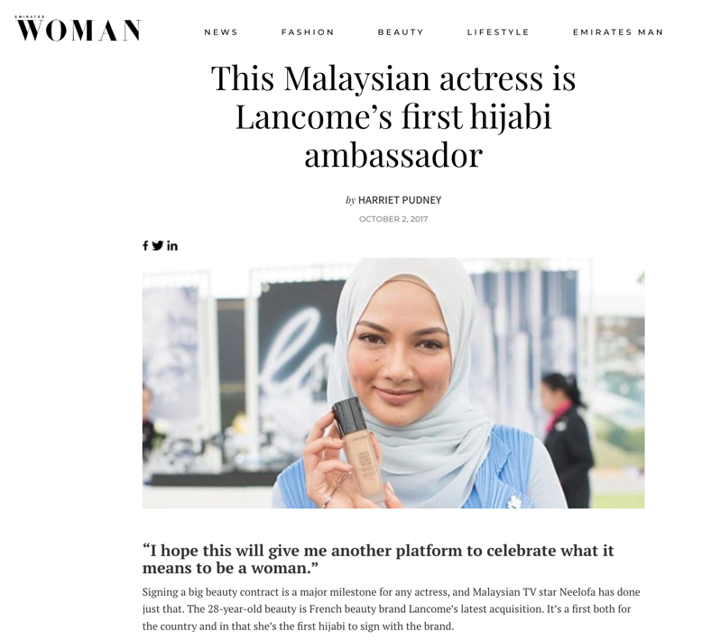 Neelofa’s appointment as the first hijabi ambassador of Lancome 