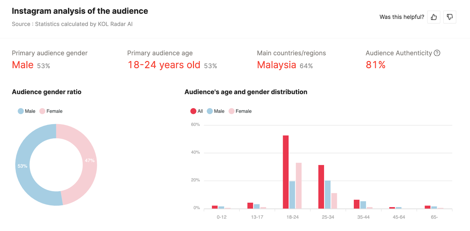 Instagram analysis of the audience