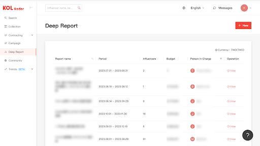 “Deep Report” Overview Interface